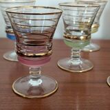 7 multicoloured stemmed glasses from the 1950s
