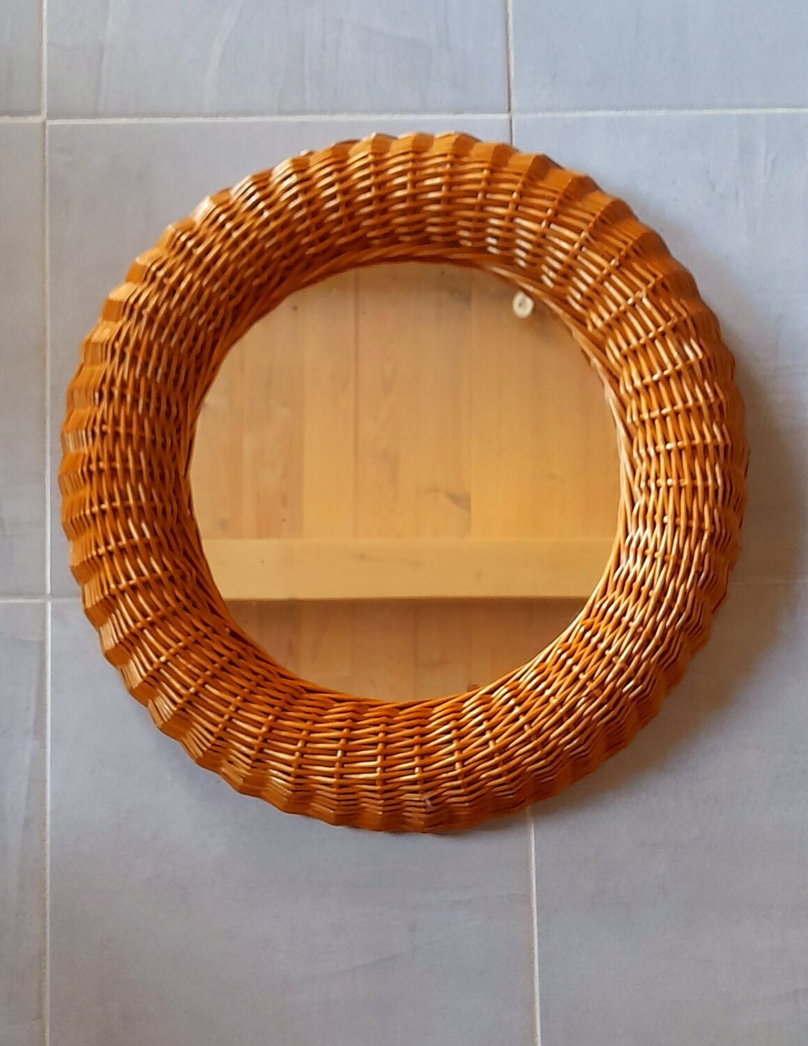 rattan mirror 60s 47cm