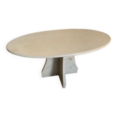 Large oval travertine coffee table central foot in vintage cross 70s