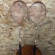 Pair old racket badminton odc wood sport vintage