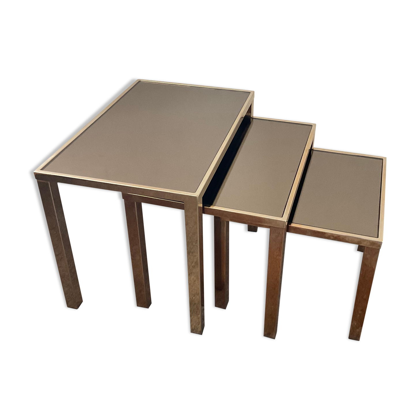 Series of 3 Belgo Chrom trundle tables from the 70s