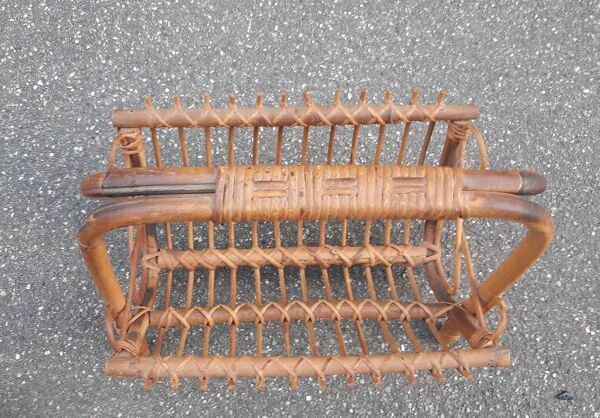 Porte-revue en rotin, années 60