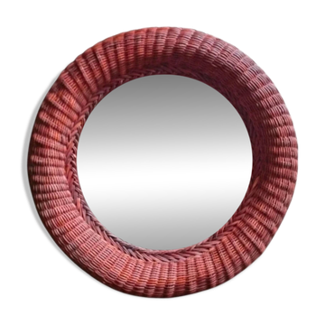 Grand miroir osier années 60