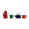 Set of enamelled coffee pots