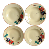 Lot of 4 hollow plates digoin sarreguemines model "ginette" years 30-40