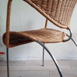 Rattan Design Chair with Metal Frame, 1980s/1990s