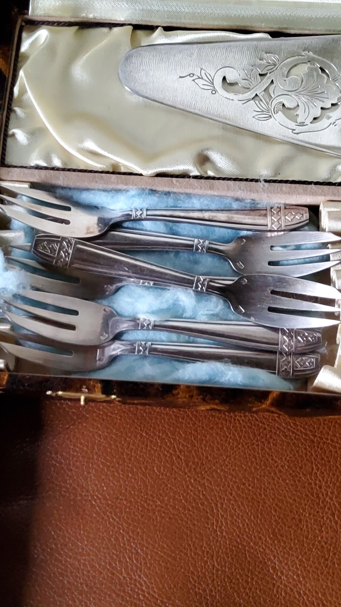 Silver metal cutlery set art deco goldsmith ATO 49 pieces