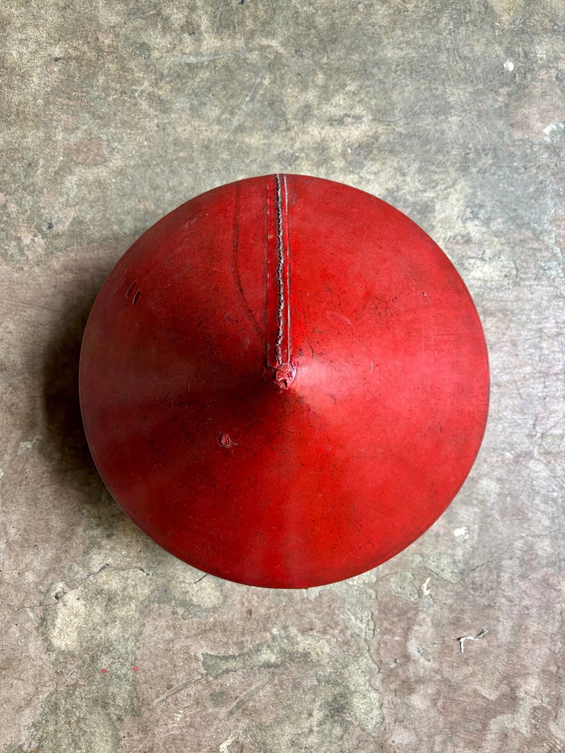 Red leather-covered hat box, China 19th century