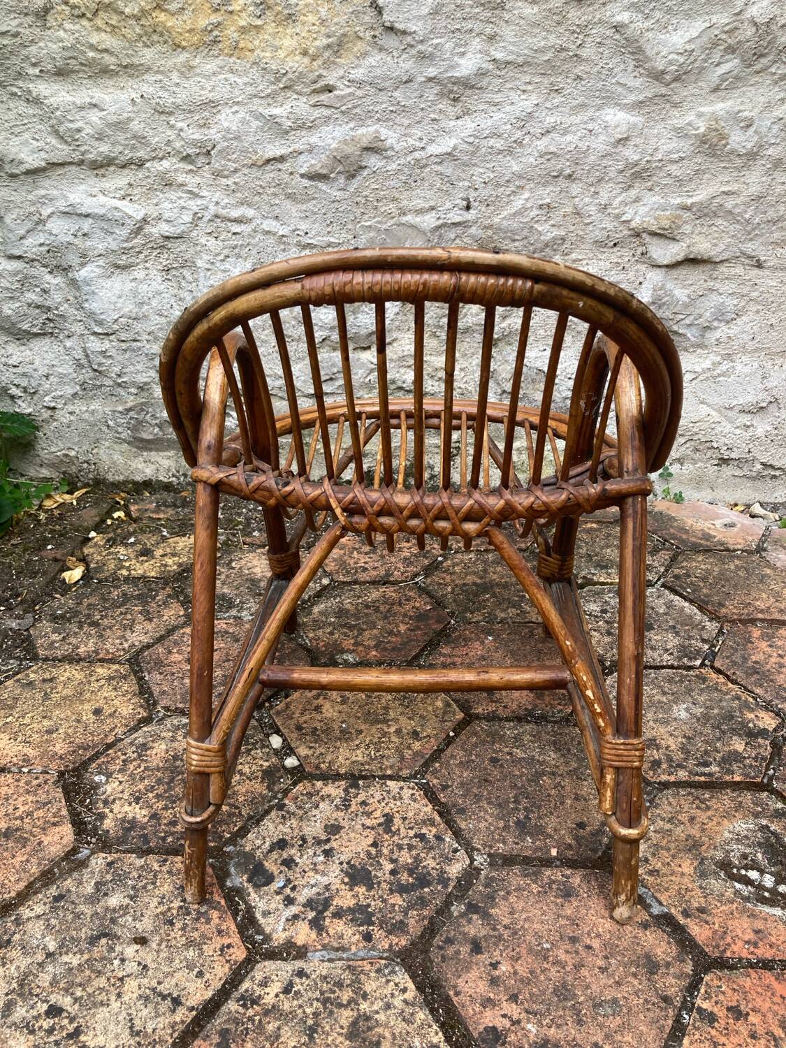Vintage rattan children's armchair