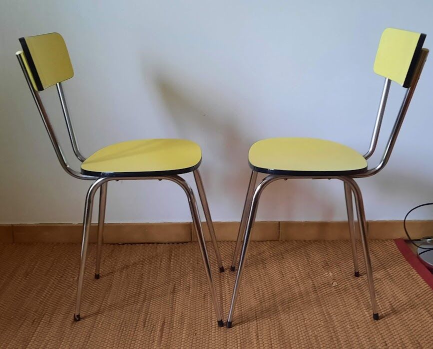 Set of yellow formica chairs