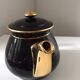 Vintage black and gold ceramic coffee pot, 1950s