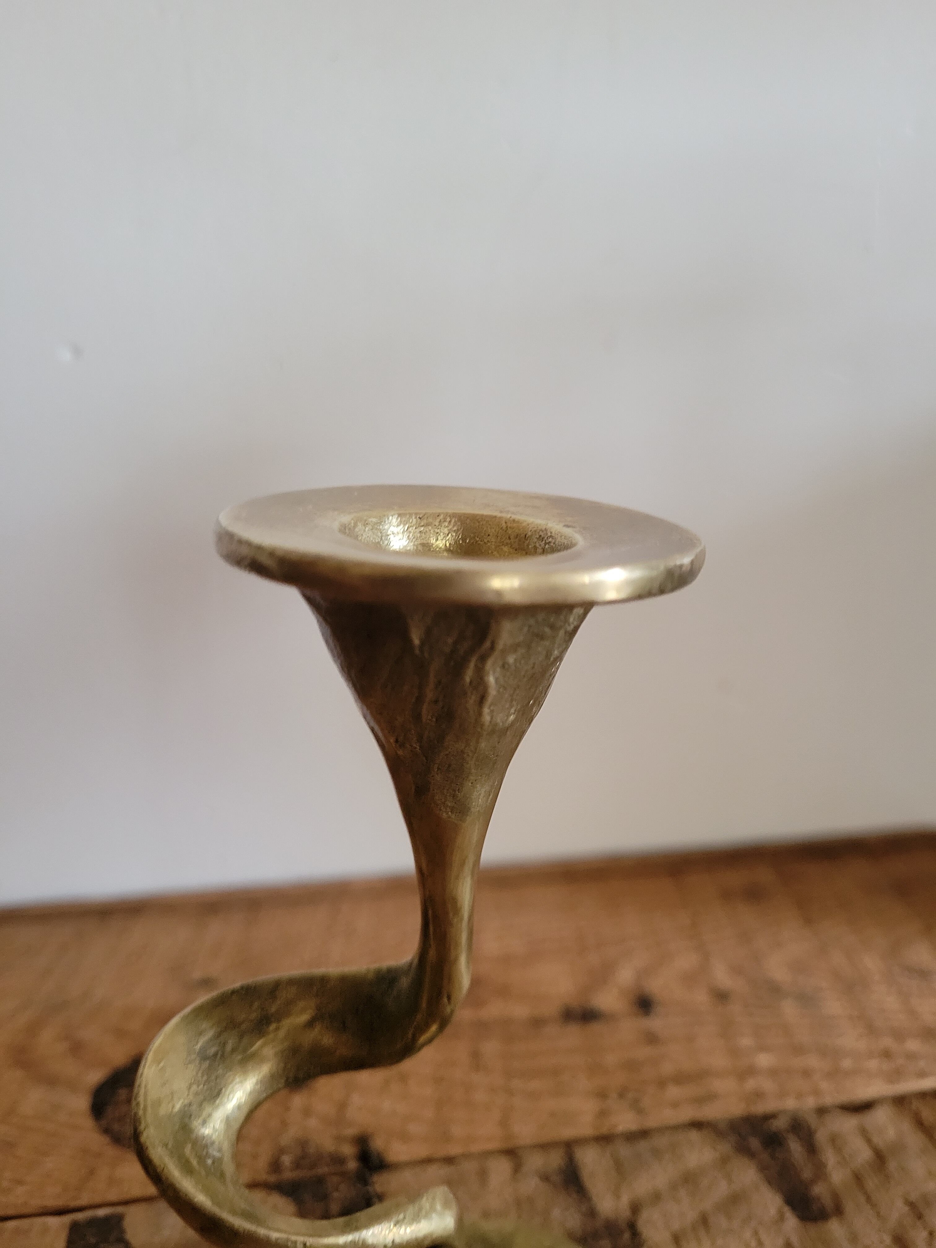 Art Deco bronze snake candle holder