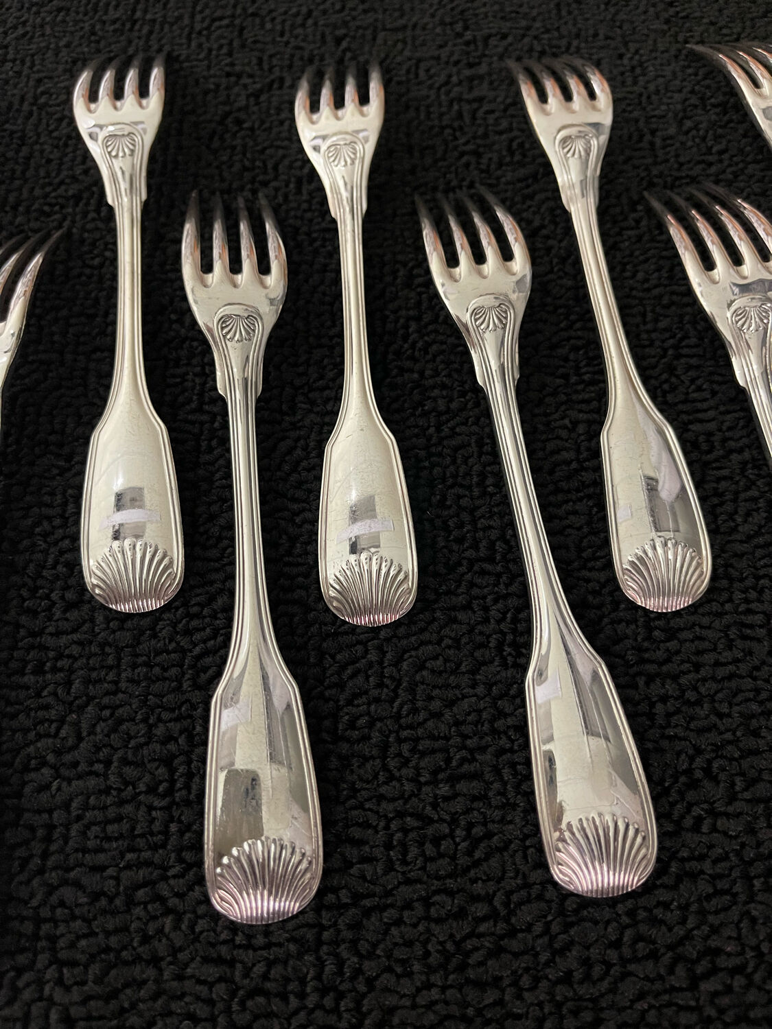 12 cutlery entremets model shell silver metal