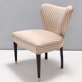 Paire de fauteuils cocktails vintage en satin beige, 1950