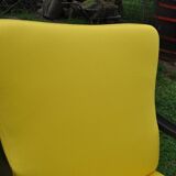 Art Deco armchair in yellow and black, made of painted wood and cotton, high back, 1920s.