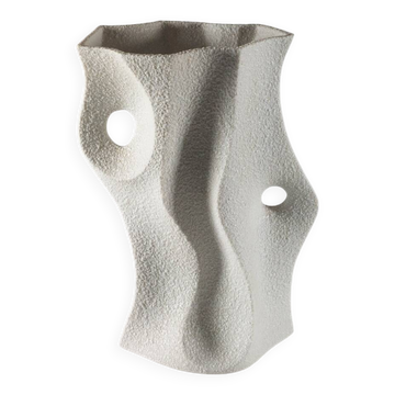 Vase en porcelaine biscuit vintage organique du milieu du siècle par Sgrafo Modern