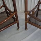 Desserte rotin et verre vintage