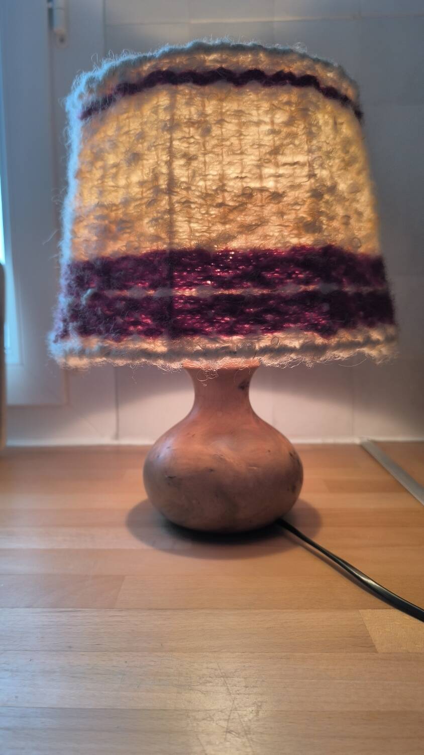 1950s burl wood table lamp