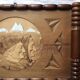 Old carved solid wood top, with glass plate - 50s