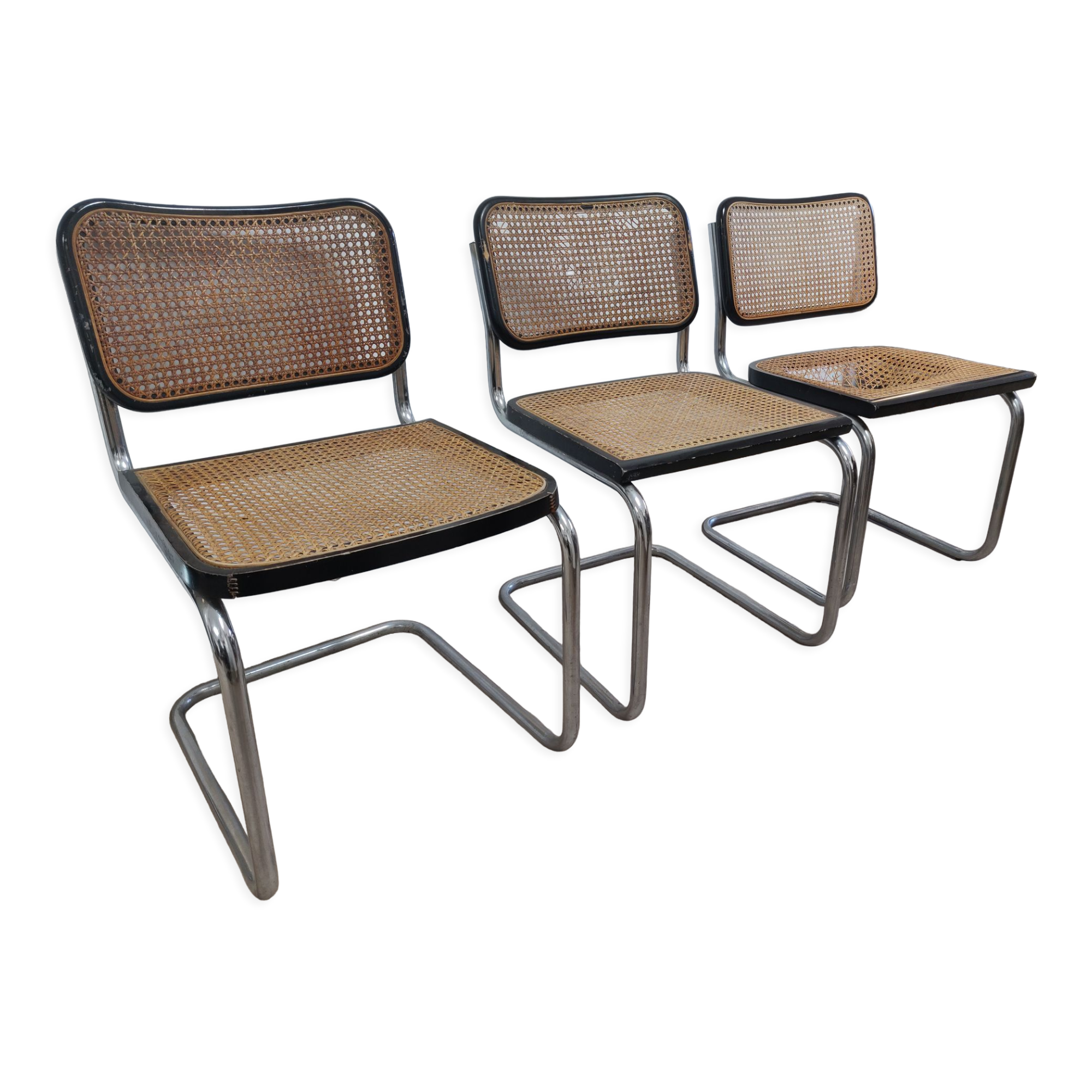 Trio de chaises par marcel breuer modele b 32