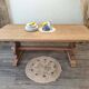 Monastery table with extension solid oak wood