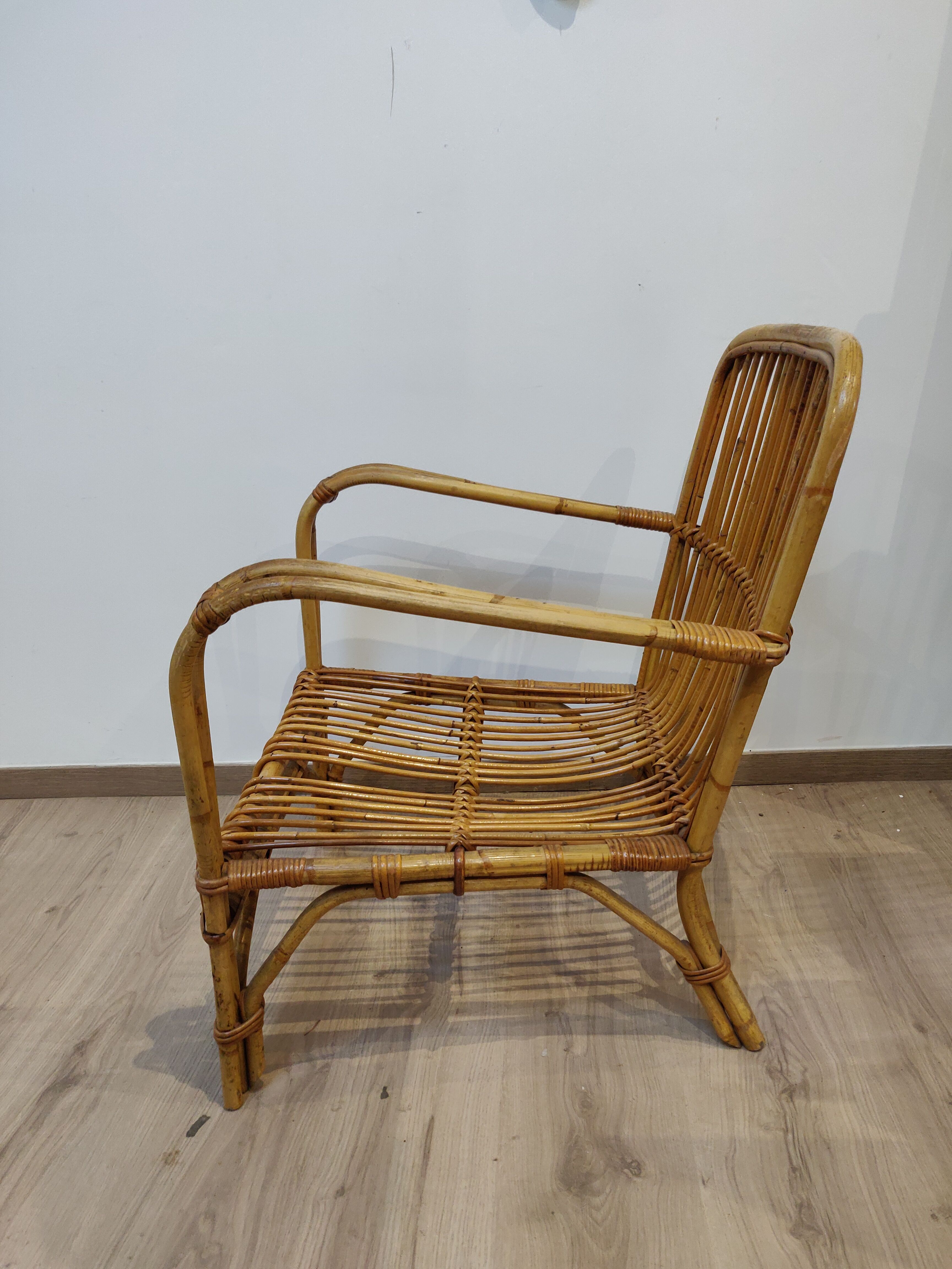 Vintage rattan armchair 60s