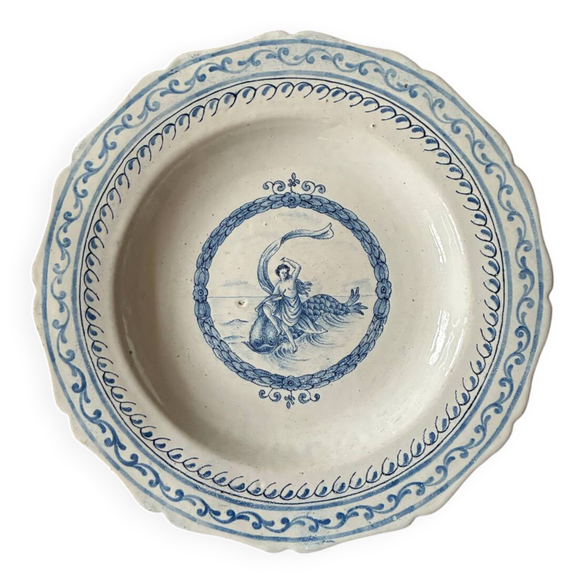 Plat Delft Néréide XVIIe