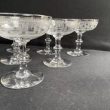 6 Baccarat champagne glasses engraving 3458