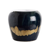 Tabouret rond coulures bleu