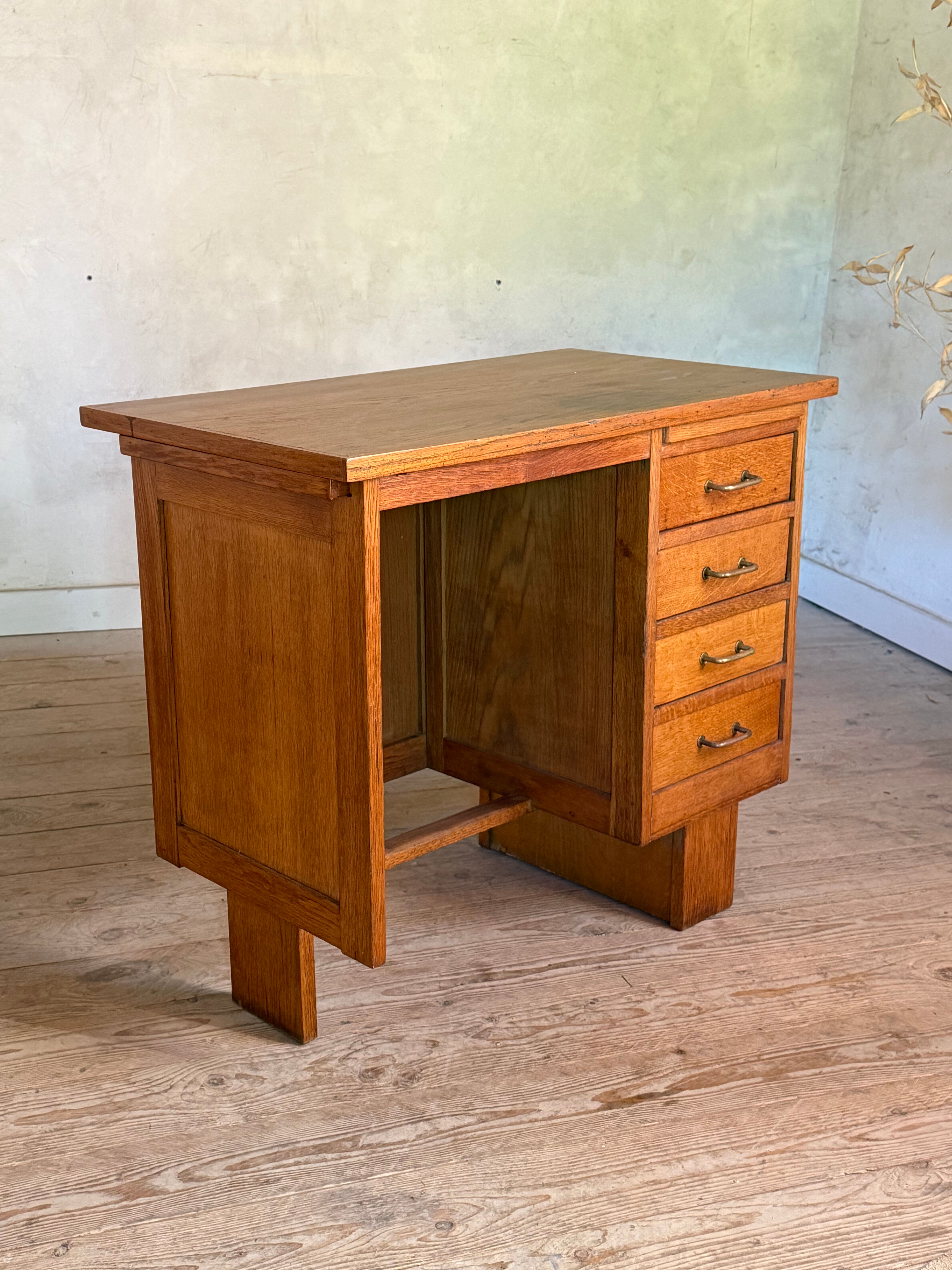 Vintage oak half-minister desk