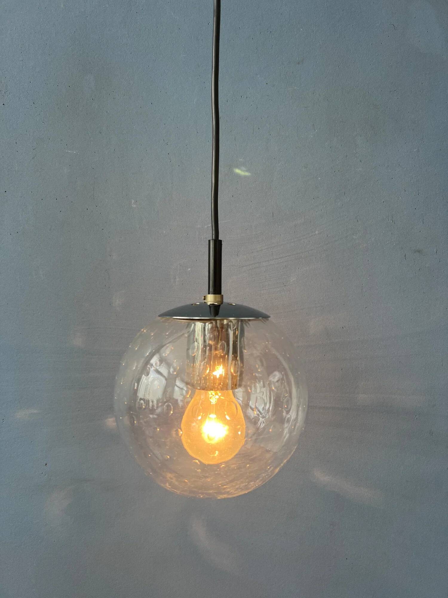 Vintage small Raak seeded glass hanging lamp