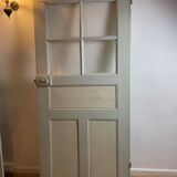 Workshop door in wood and glass
