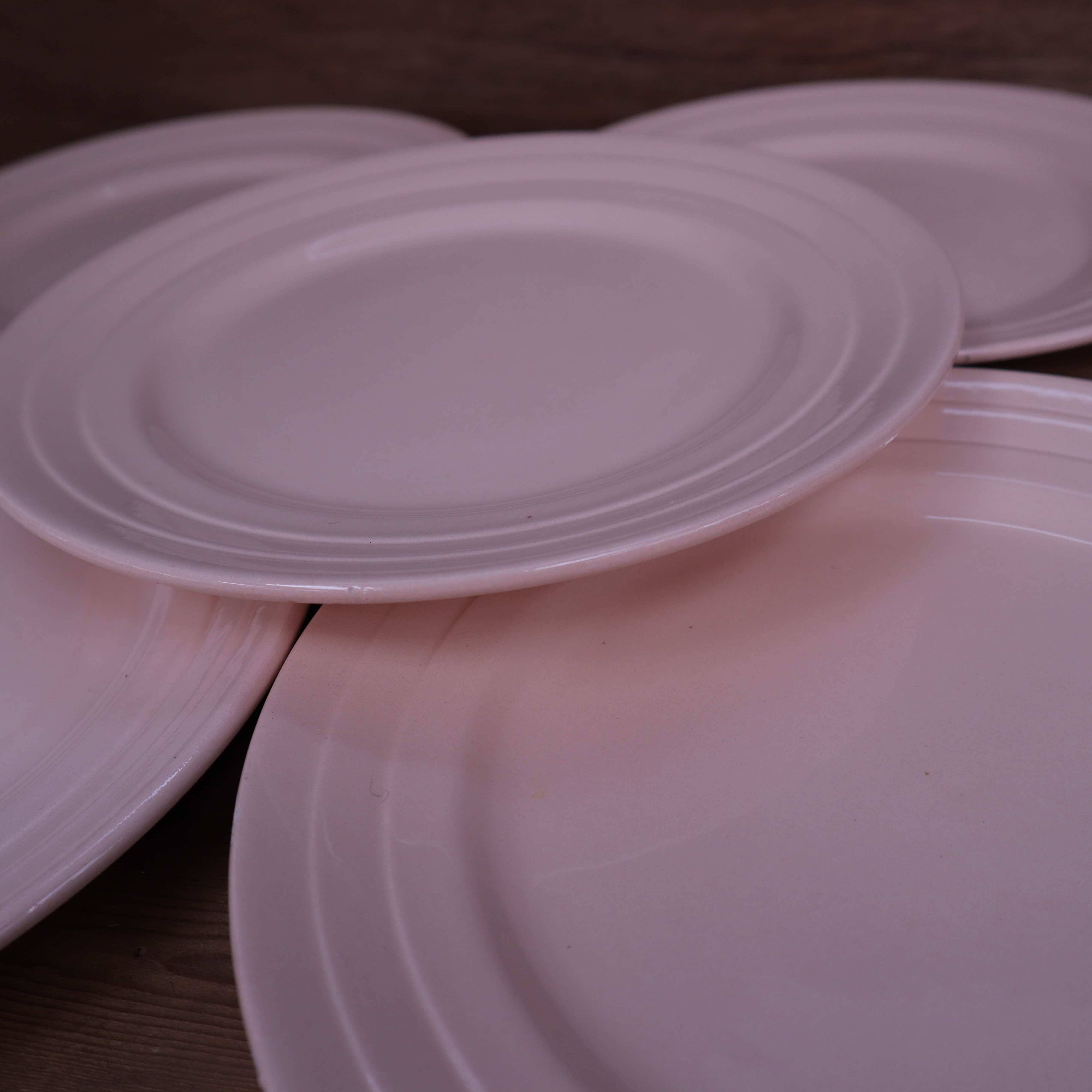 10 powder pink flat plates St Amand France