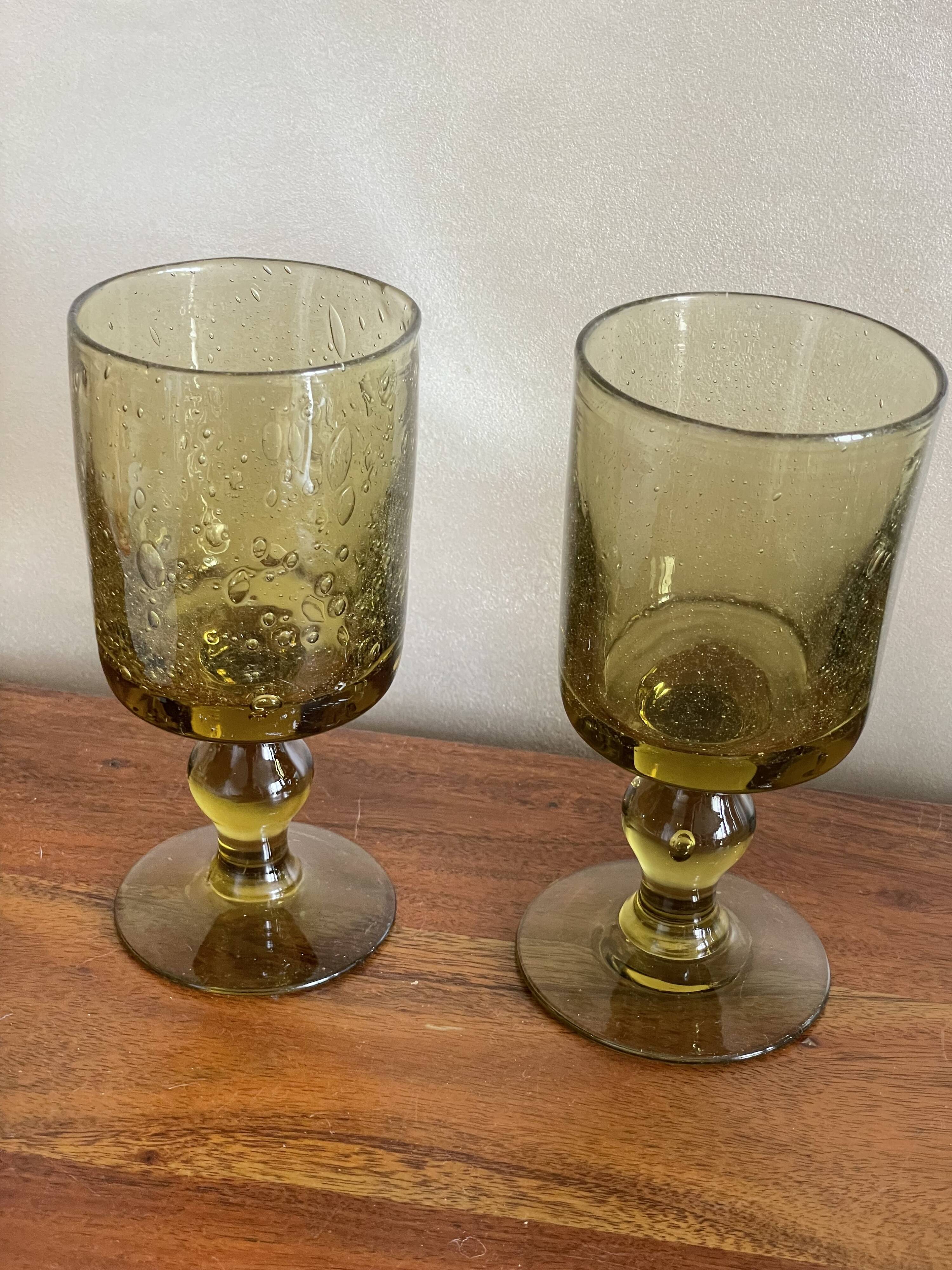 Duo of large Biot glasses
