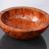 Mid Century Turned Oak Burl Bowl  Centerpiece Bowl