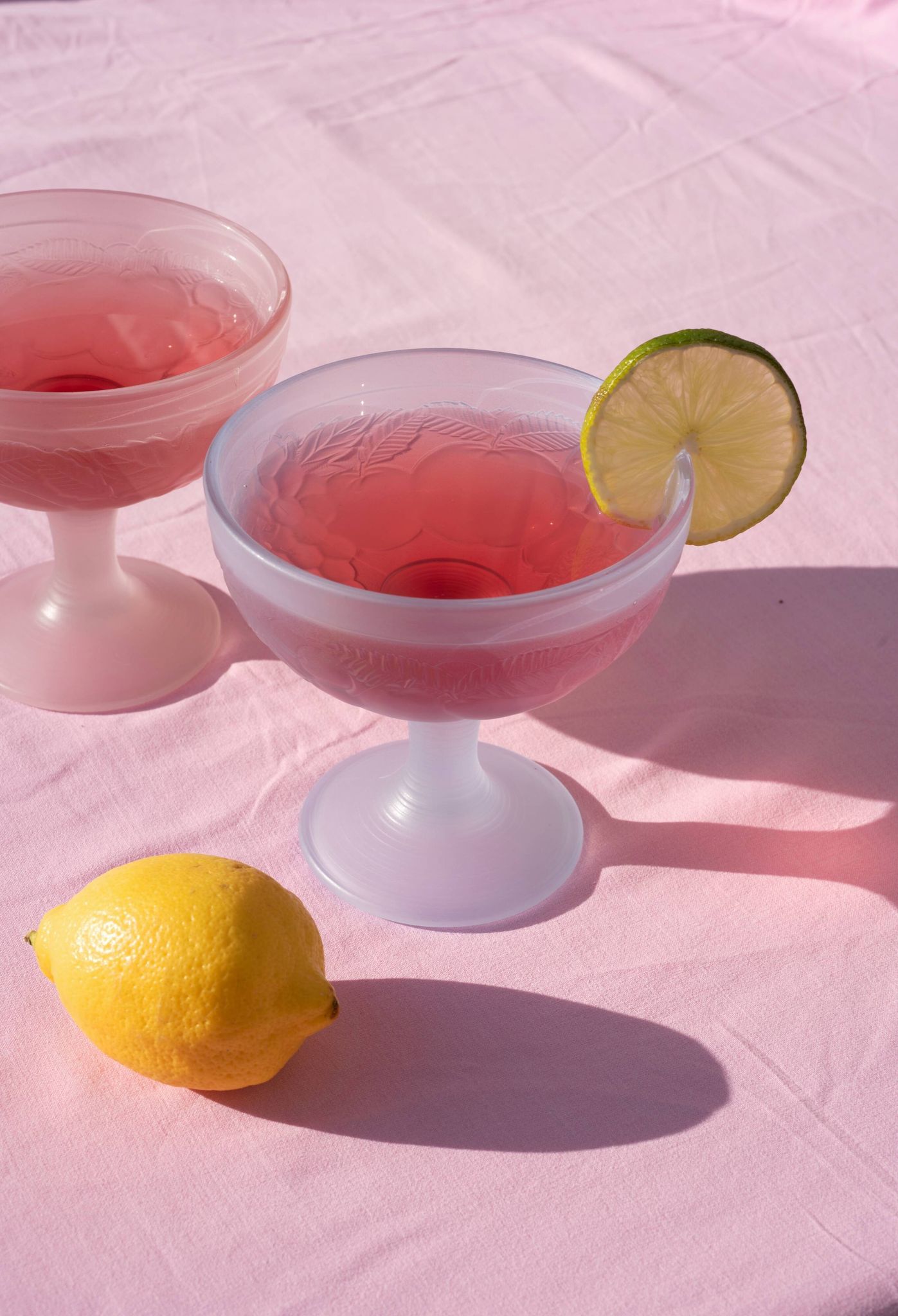 2 vintage pastel opal glass ice cream cups