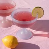 2 vintage pastel opal glass ice cream cups