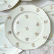 6 Flat plates porcelain white flowers golden Limoges Mehun