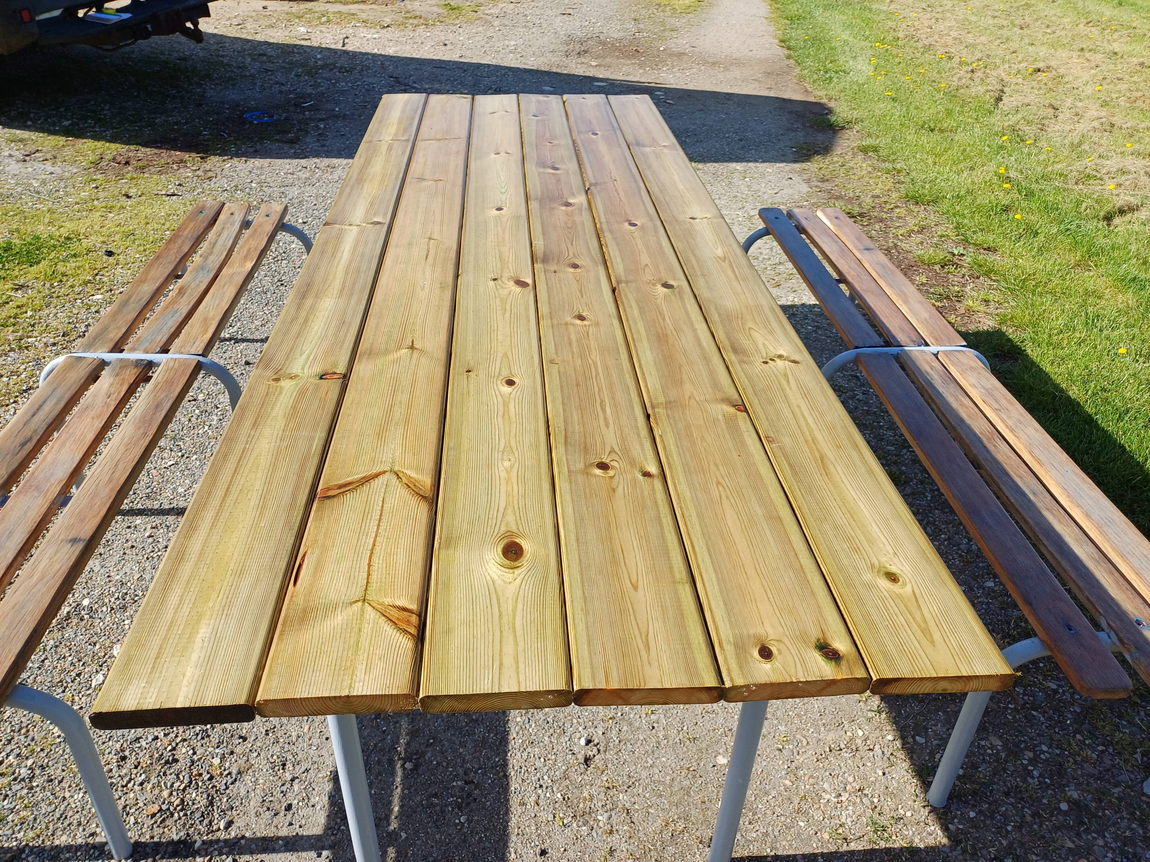 Industrial or Community Table with Benches