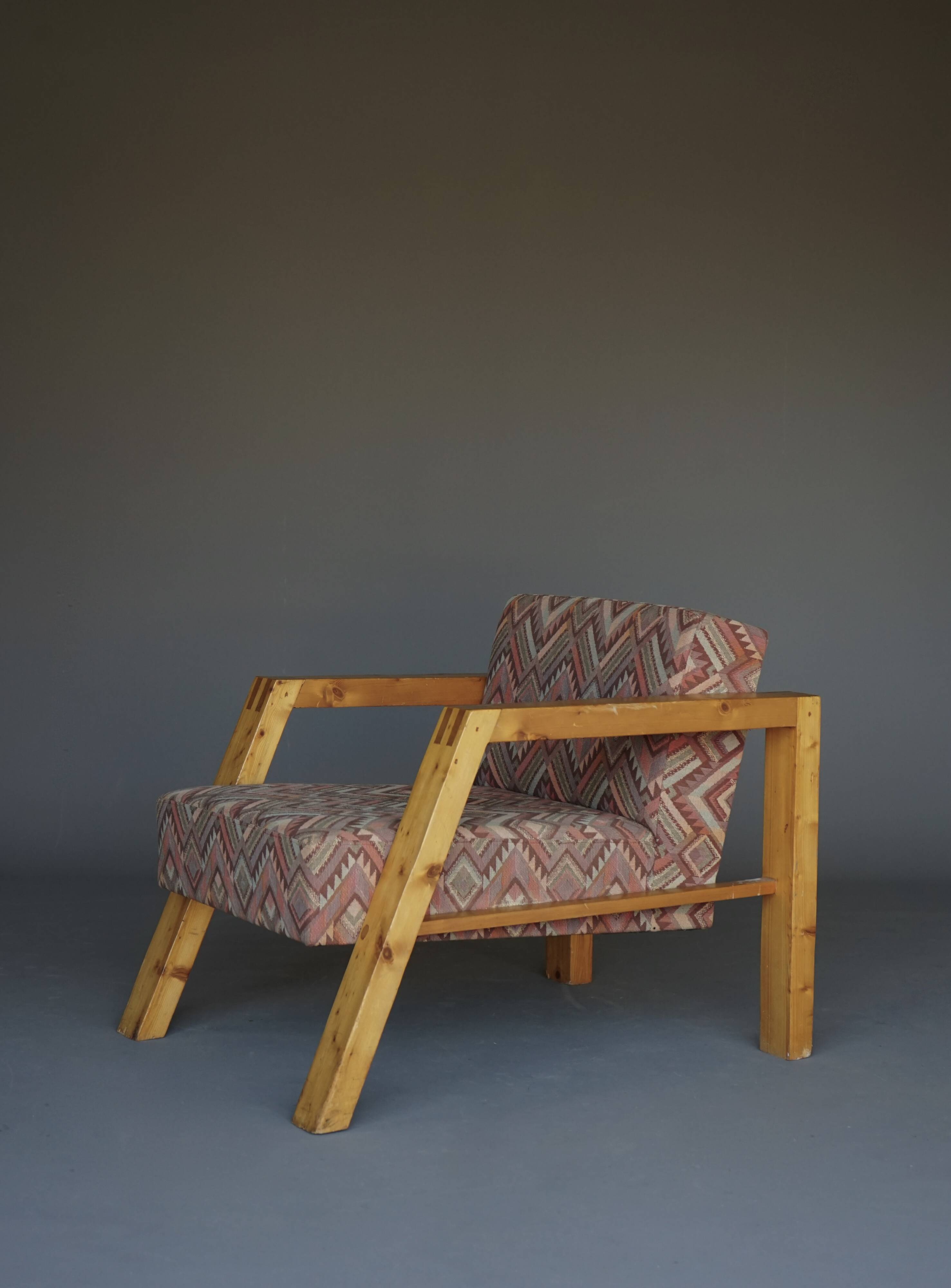 Dutch design pine Armchair, 1970s