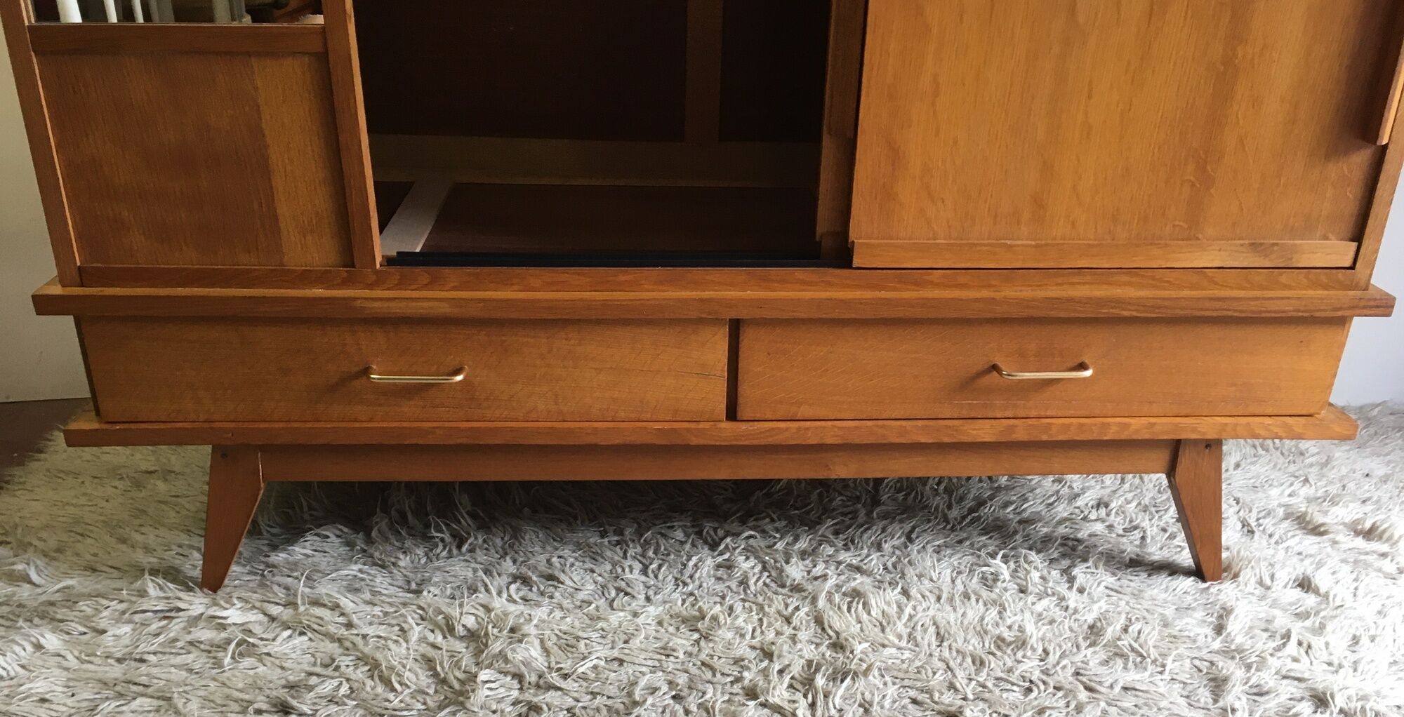 Compas feet and sliding doors cabinet - 1950s