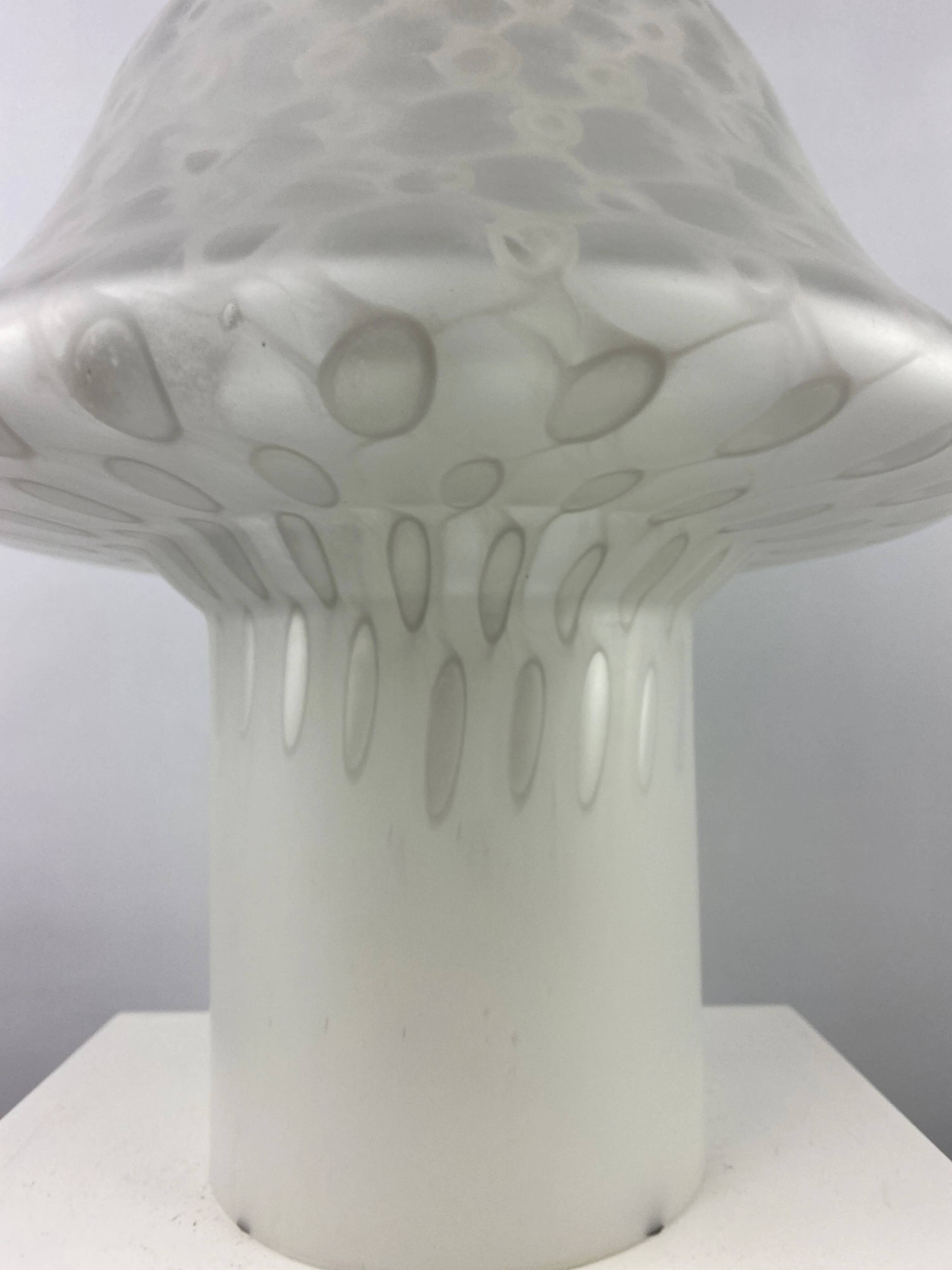 Large XL mushroom table lamp in white glass by Peill and Putzler 1970