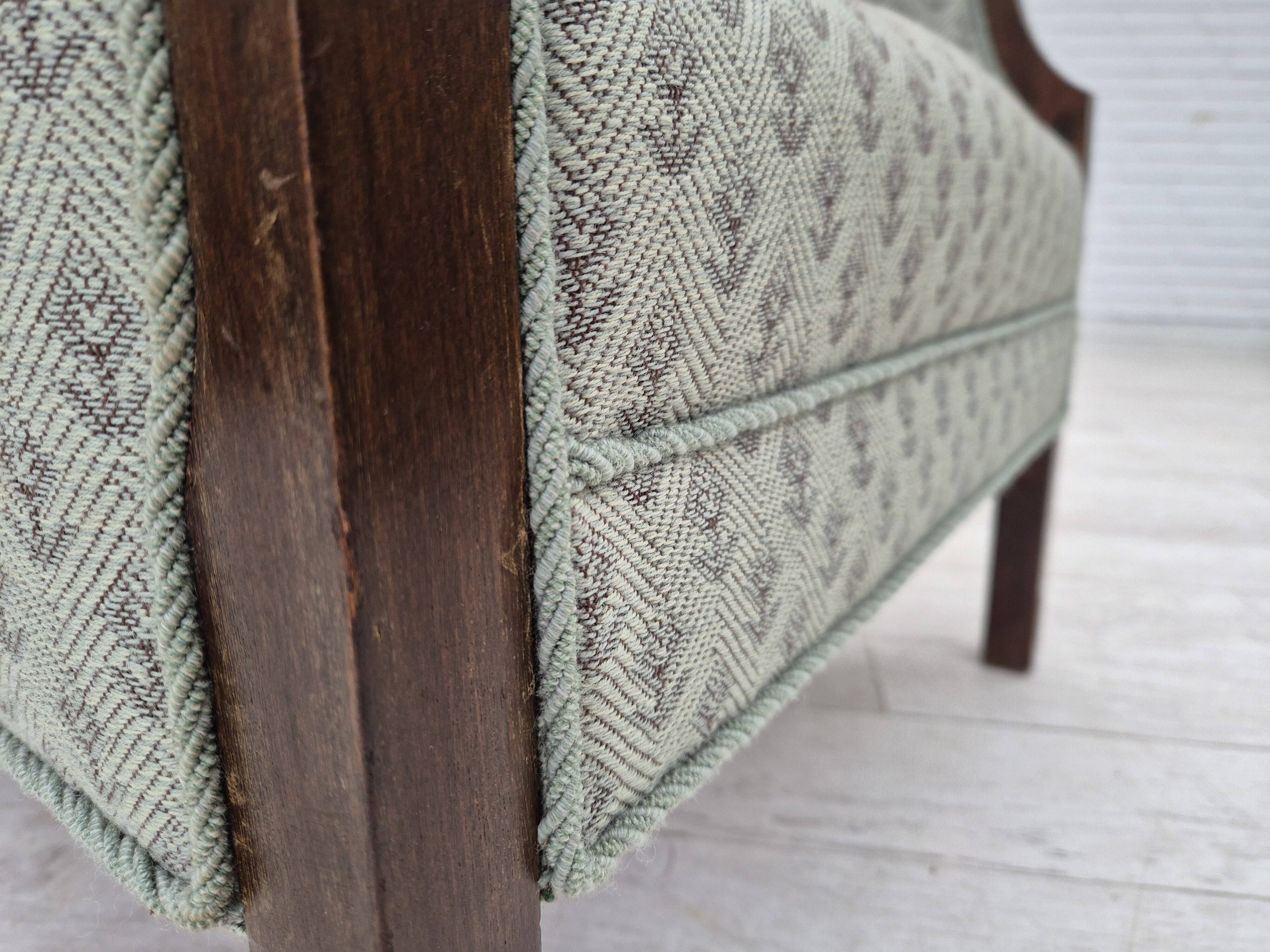 1950s, Danish vintage lounge chair, reupholstered, blend wool fabric.