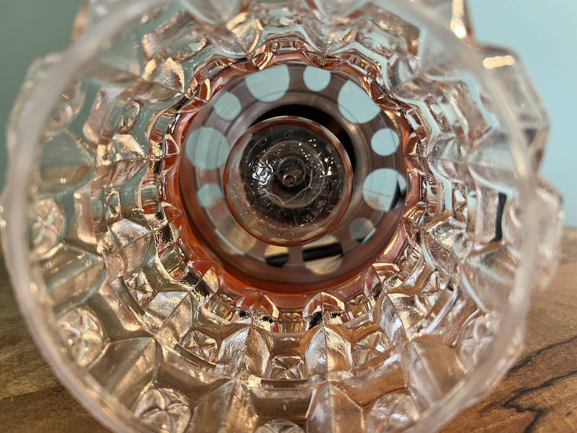Art deco lamp / glass shade from the 1960s / ceiling pendant lamp for home decor
