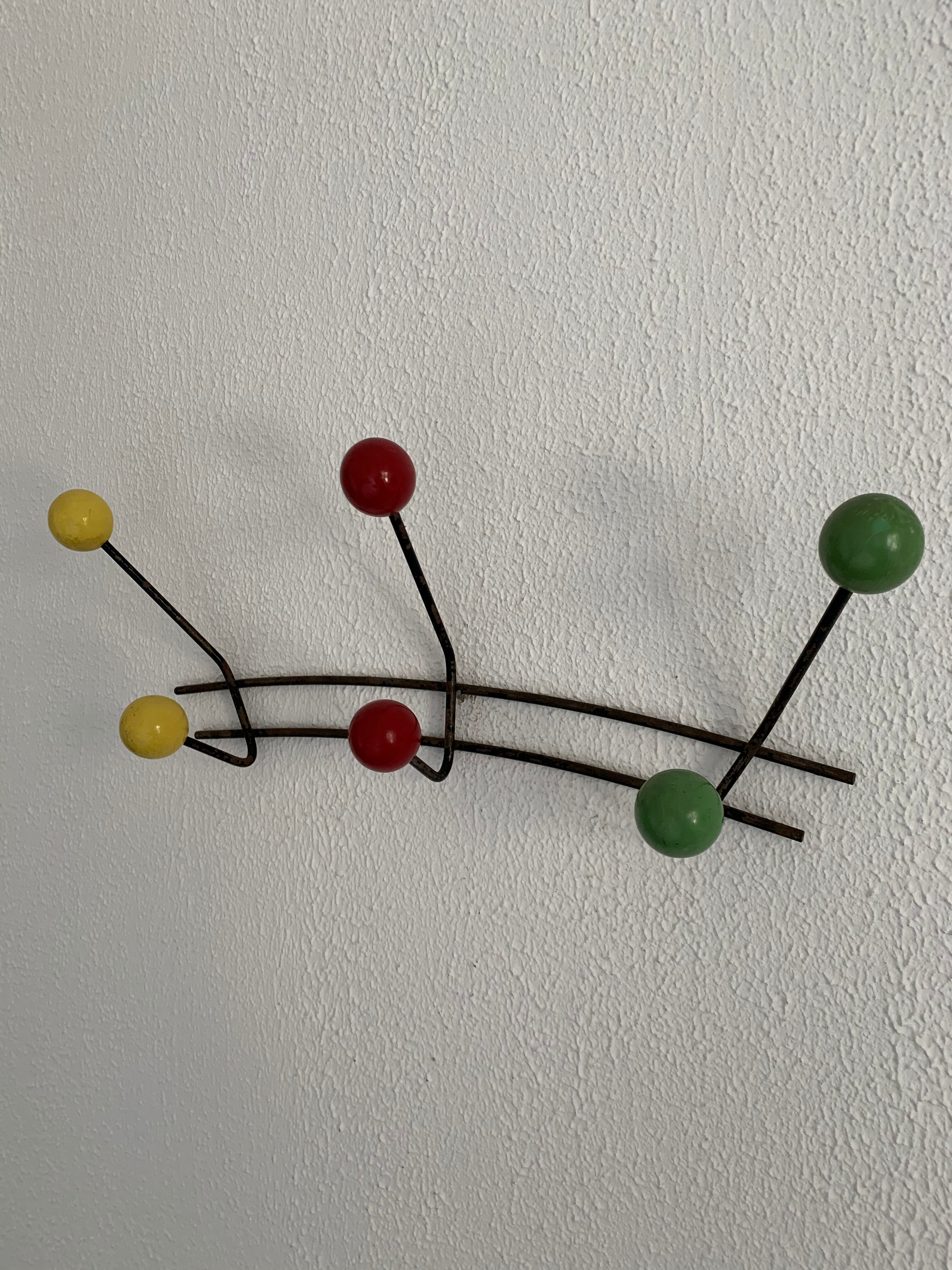 Vintage coat rack 1960 6 ball patères - 50 cm