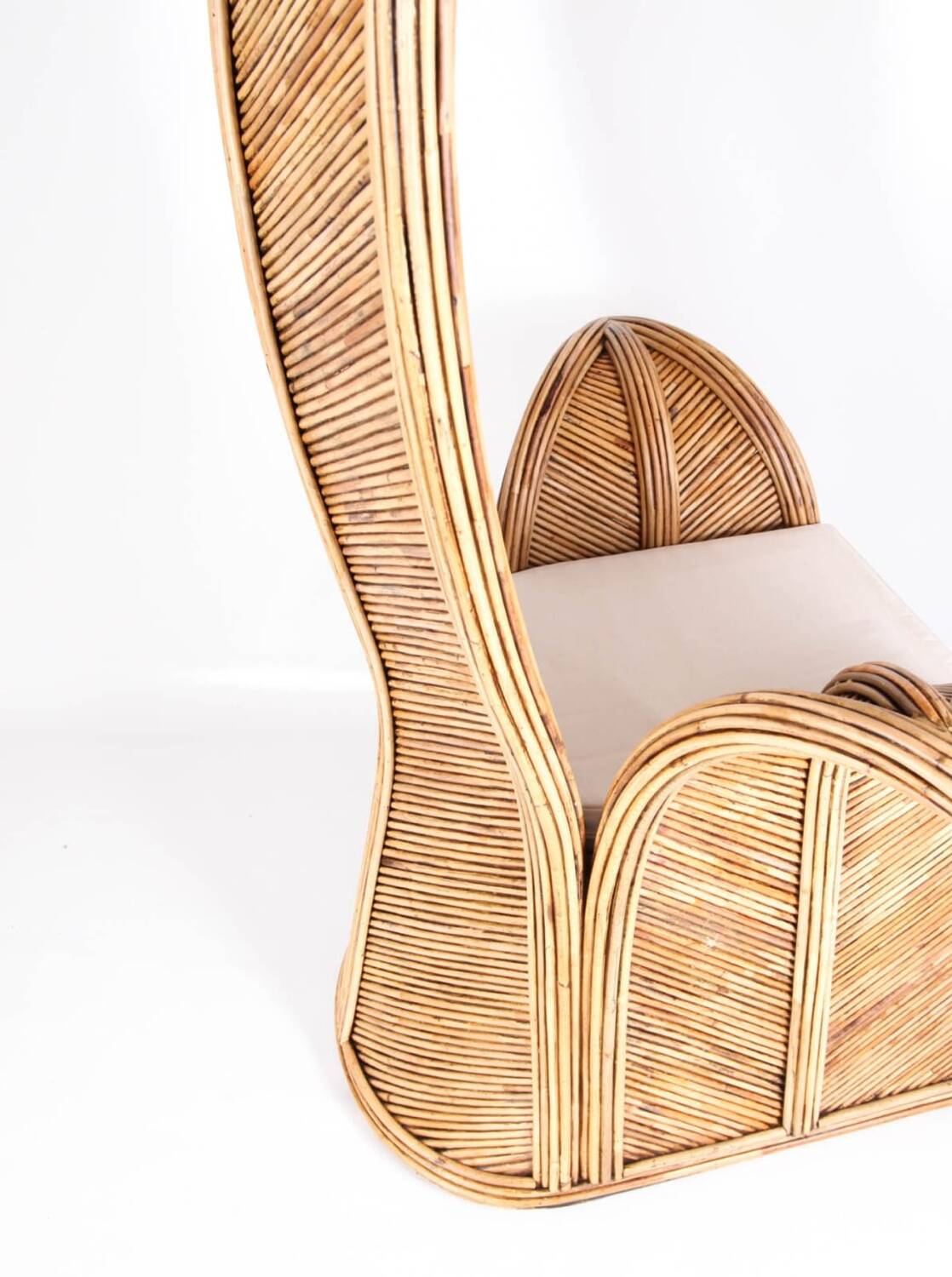 Large "palm" rattan armchair