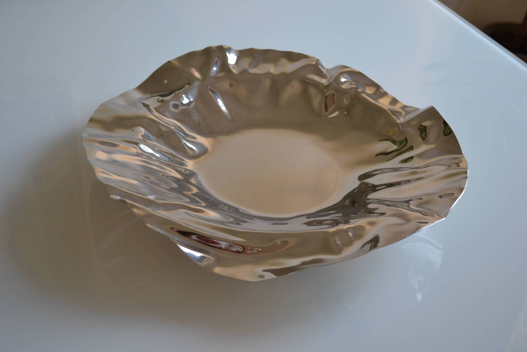 Large Alessi stainless steel bowl by Lluis Clotet 2001 Vintage Italy Diam. 38cm