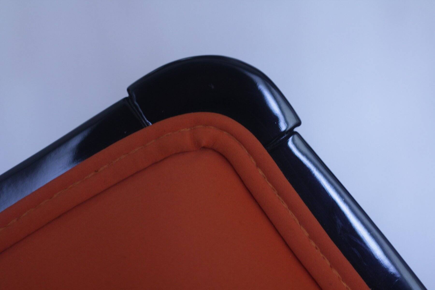 Art Deco Chair in Ebonized Wood, Orange Fabric, France, 1930