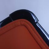 Art Deco Chair in Ebonized Wood, Orange Fabric, France, 1930