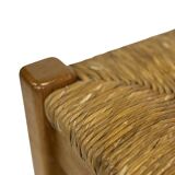 Set of four vintage chairs / stool - brutalist style minimalist oak and wicker 60s